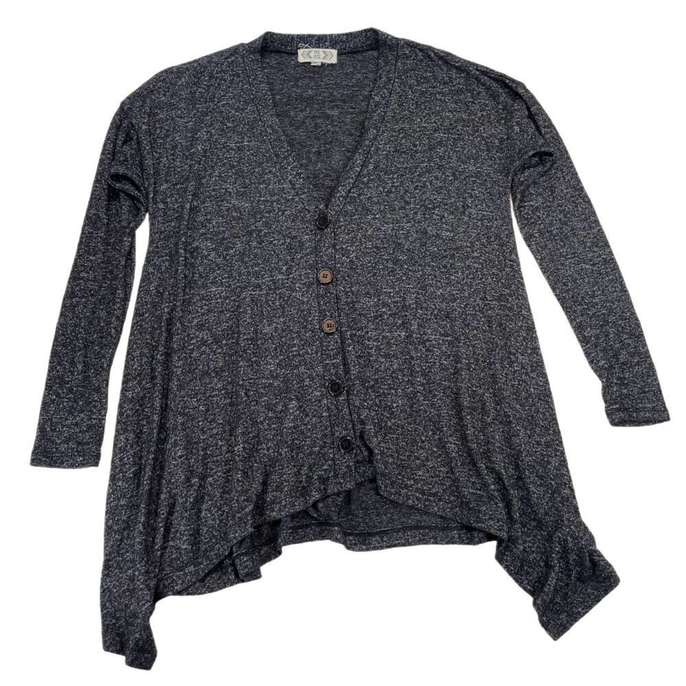Pink Rose Grey Button Down Cardigan Sweater Women’s Size Medium